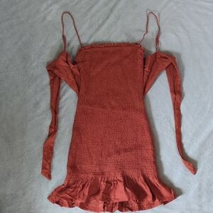 Elegant Rust Sleeveless Dress